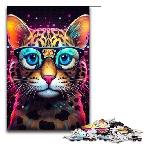 1000-teiliges Puzzle für Erwachsene, Neonbrille, Katze, Lernspiele, Heimdekoration, Puzzle, gutes Geschenk, Größe 50 x 75 cm 1000-teiliges Puzzle für Erwachsene, Neonbrille, Katze, Lernspiele, Heimdekoration, Puzzle, gutes Geschenk, Größe 50 x 75 cm von LLONGKT