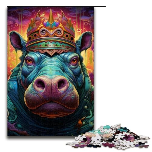 1000-teiliges Puzzle für Erwachsene, Nilpferd mit Krone, Puzzle für Erwachsene, Holzpuzzle für Familienspaß und Spieleabend, Größe 50 x 75 cm 1000-teiliges Puzzle für Erwachsene, Nilpferd mit Krone, Puzzle für Erwachsene, Holzpuzzle für Familienspaß und Spieleabend, Größe 50 x 75 cm von LLONGKT