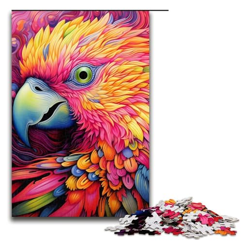 1000-teiliges Puzzle für Erwachsene, Papagei, Stressabbau, herausfordernd zu vervollständigen, Aber lustig und humorvoll, Größe 50 x 75 cm von LLONGKT