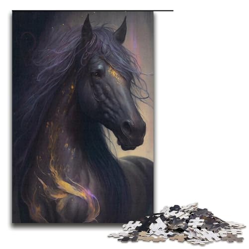 1000-teiliges Puzzle für Erwachsene, Pferde-Mal-Puzzlespiel, ganze Familie (Größe 38 x 26 cm) von LLONGKT