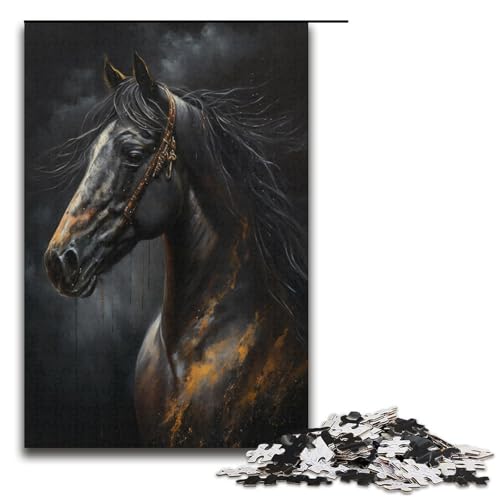 1000-teiliges Puzzle für Erwachsene, Pferdepuzzle, Lernspiele, Wichtelgeschenke für Teenager ab 14 Jahren (Größe 38 x 26 cm) von LLONGKT