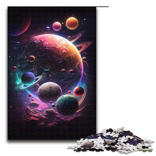 1000-teiliges Puzzle für Erwachsene, Puzzle „Color Planet“, Holzpuzzle für Erwachsene, Lernspiel, Herausforderungsspielzeug (Größe 50 x 75 cm) von LLONGKT