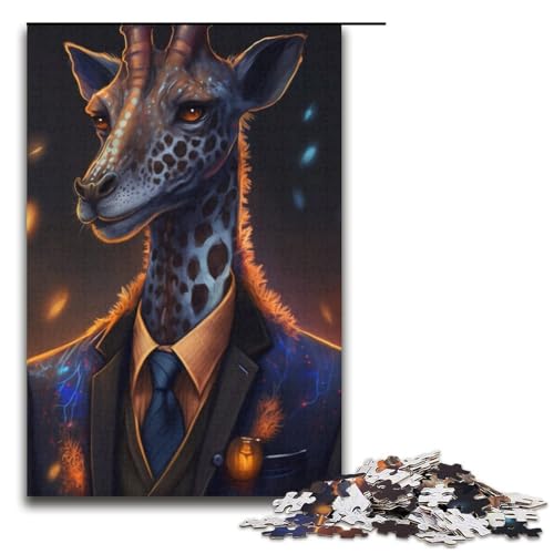 1000-teiliges Puzzle für Erwachsene, Puzzle Boss Giraffe, Lernpuzzle, tolles Geschenk zu Weihnachten, Größe 38 x 26 cm von LLONGKT