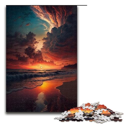 1000-teiliges Puzzle für Erwachsene, Quizspiel „Schöner Sonnenuntergang“, anspruchsvoll zu vervollständigen, Aber unterhaltsam und humorvoll, Größe 50 x 75 cm von LLONGKT