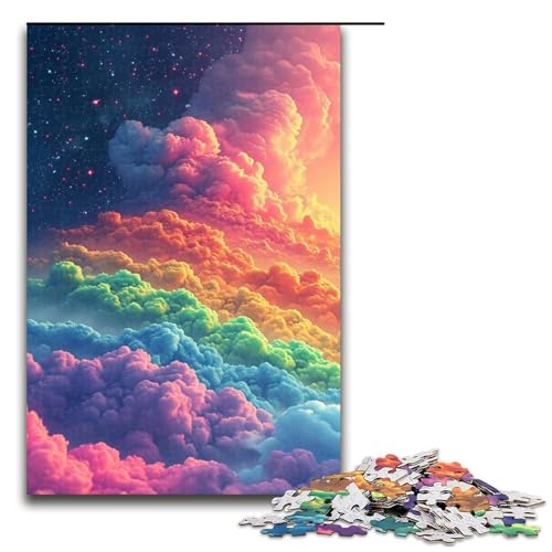 1000-teiliges Puzzle für Erwachsene, Regenbogenwelle, Regenbogenwellen-Quizspiel, Stressabbau, schwierige Herausforderung, Größe 50 x 75 cm von LLONGKT