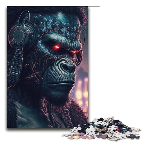 1000-teiliges Puzzle für Erwachsene, Roboter-Gorilla-Puzzle für Erwachsene, Papppuzzle, Heimdekoration, Größe 38 x 26 cm von LLONGKT