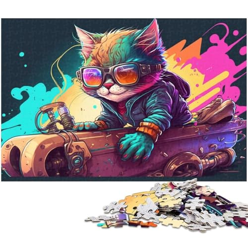 1000-teiliges Puzzle für Erwachsene, Skateboard-Katzen-Puzzle, tolles Geschenk für Teenager ab 14 Jahren, Größe 38 x 26 cm von LLONGKT