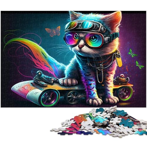 1000-teiliges Puzzle für Erwachsene, Skateboard-Katzen-Puzzle als Geschenk, Größe 50 x 75 cm von LLONGKT