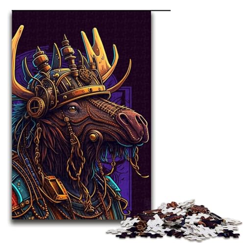 1000-teiliges Puzzle für Erwachsene, Steampunk-Elch-Puzzle für Teenager, Holzpuzzle, Lernspiele für Erwachsene, Größe 50 x 75 cm von LLONGKT