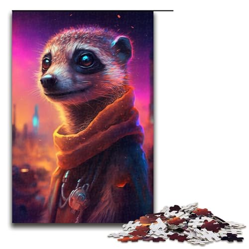 1000-teiliges Puzzle für Erwachsene, Sweatshirt, Erdmännchen-Spielzeug, Denkspiel, Herausforderung für die Gehirnintelligenz, süchtig machendes Spielzeug (Größe 50 x 75 cm) von LLONGKT