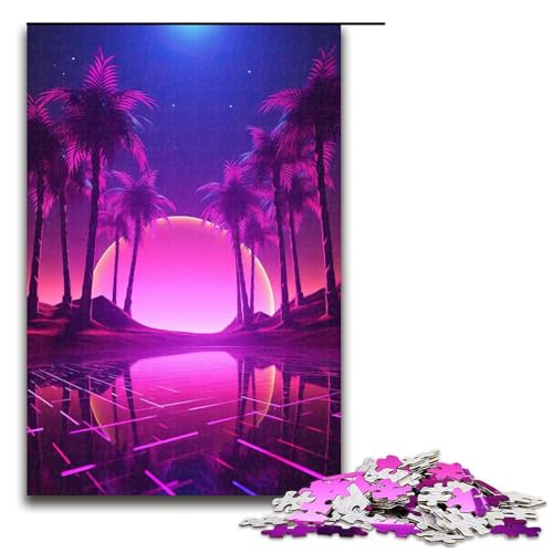 1000-teiliges Puzzle für Erwachsene, Synthwave Euphoria, Puzzle für Erwachsene, Holzpuzzle, Lernspiel, Herausforderungsspielzeug, Größe 50 x 75 cm von LLONGKT