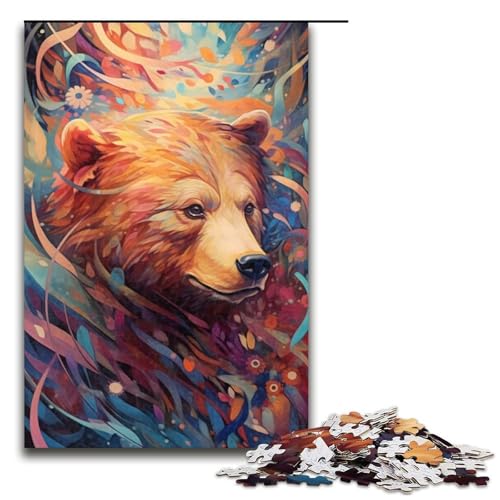 1000-teiliges Puzzle für Erwachsene, Tier-Braunbär, buntes Puzzle für Teenager, Holzpuzzle, dekomprimierendes intellektuelles Lernspielzeug, Größe 50 x 75 cm 1000-teiliges Puzzle für Erwachsene, Tier-Braunbär, buntes Puzzle für Teenager, Holzpuzzle, dekomprimierendes intellektuelles Lernspielzeug, Größe 50 x 75 cm von LLONGKT