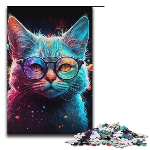 1000-teiliges Puzzle für Erwachsene, Tierkätzchen mit Brille, Puzzle für Lernspiele, Herausforderungsspielzeug, Lernspiel für Geburtstag, Weihnachten, Größe 38 x 26 cm 1000-teiliges Puzzle für Erwachsene, Tierkätzchen mit Brille, Puzzle für Lernspiele, Herausforderungsspielzeug, Lernspiel für Geburtstag, Weihnachten, Größe 38 x 26 cm von LLONGKT