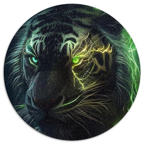 1000-teiliges Puzzle für Erwachsene, Tiger, rund, anspruchsvolles DIY-Denkspiel, interaktive Familienaktivität (67,5 x 67,5 cm) von LLONGKT