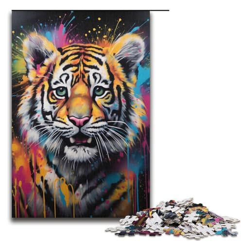 1000-teiliges Puzzle für Erwachsene, Tiger-Art-Graffiti, Lernpuzzle für Jugendliche ab 14 Jahren, Größe 38 x 26 cm 1000-teiliges Puzzle für Erwachsene, Tiger-Art-Graffiti, Lernpuzzle für Jugendliche ab 14 Jahren, Größe 38 x 26 cm von LLONGKT