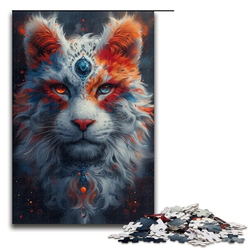 1000-teiliges Puzzle für Erwachsene, Tiger-Art-Puzzle, Holzpuzzle, Lernspielzeug, Familienspiele (Größe 50 x 75 cm) von LLONGKT