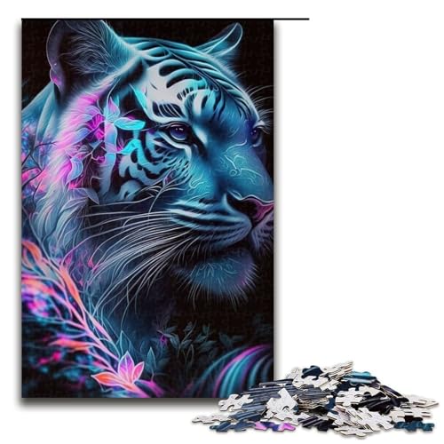 1000-teiliges Puzzle für Erwachsene, Tiger-Puzzle, Lernspiel, Herausforderungsspielzeug, tolle Geschenke zu Weihnachten, Größe 50 x 75 cm von LLONGKT