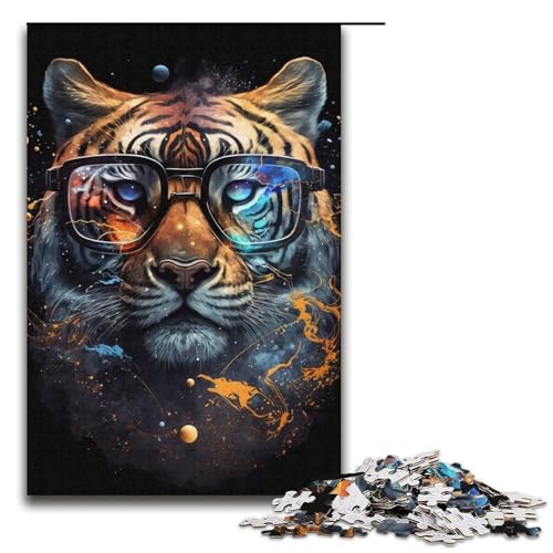 1000-teiliges Puzzle für Erwachsene, Tiger mit Brille, Puzzle für Lernspiele, Herausforderungsspielzeug, Lernspiel für Geburtstag, Weihnachten, Größe 38 x 26 cm 1000-teiliges Puzzle für Erwachsene, Tiger mit Brille, Puzzle für Lernspiele, Herausforderungsspielzeug, Lernspiel für Geburtstag, Weihnachten, Größe 38 x 26 cm von LLONGKT