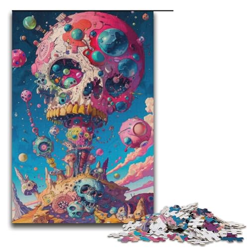 1000-teiliges Puzzle für Erwachsene, Totenkopf-Denkspiel, einzigartiges Geburtstagsspiel (Größe 38 x 26 cm) von LLONGKT
