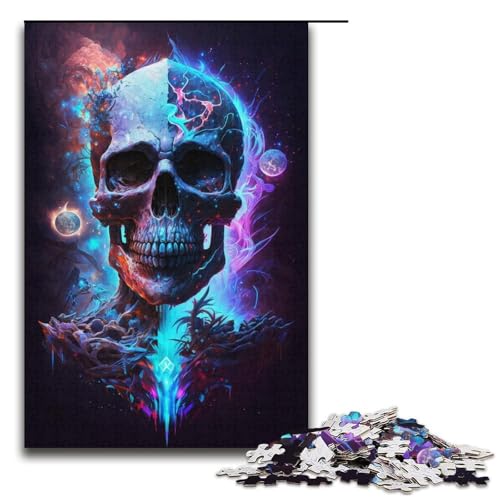 1000-teiliges Puzzle für Erwachsene, Totenkopf-Denkspiel, ganze Familie, Größe 38 x 26 cm von LLONGKT