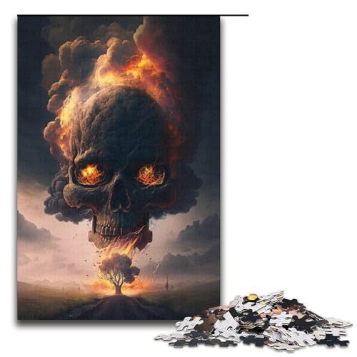 1000-teiliges Puzzle für Erwachsene, Totenkopf-Spielzeug, Denkspiel, Herausforderung für die Gehirnintelligenz, süchtig machendes Spielzeug (Größe 38 x 26 cm) von LLONGKT