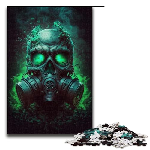 1000-teiliges Puzzle für Erwachsene, Totenkopfmaske, Spielzeug, Denkspiel, Herausforderung für die Gehirnintelligenz, süchtig machendes Spielzeug (Größe 50 x 75 cm) von LLONGKT