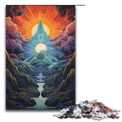 1000-teiliges Puzzle für Erwachsene, Traumhaft schöne Berge, Puzzle aus Pappe, Denksportaufgabe für Erwachsene (Größe 38 x 26 cm) von LLONGKT