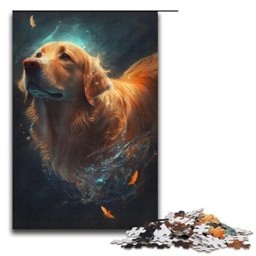 1000-teiliges Puzzle für Erwachsene, Traumhafter Golden Retriever, Puzzle-Quizspiel, Geburtstagsgeschenk, Geschenke, Wandkunst (Größe 38 x 26 cm) von LLONGKT