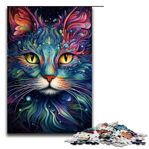 1000-teiliges Puzzle für Erwachsene, Trippy Black Cat-Puzzle für Erwachsene, Holzpuzzle, anspruchsvolles Spiel, Größe 50 x 75 cm 1000-teiliges Puzzle für Erwachsene, Trippy Black Cat-Puzzle für Erwachsene, Holzpuzzle, anspruchsvolles Spiel, Größe 50 x 75 cm von LLONGKT