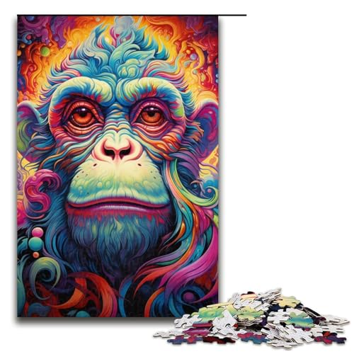 1000-teiliges Puzzle für Erwachsene, Trippy Gorilla Jigsaw, anspruchsvoll zu vervollständigen, Aber lustig und humorvoll, Größe 50 x 75 cm von LLONGKT