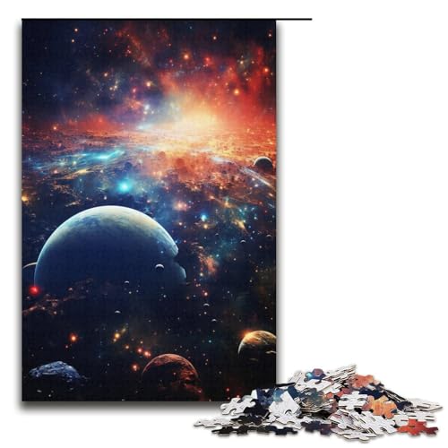1000-teiliges Puzzle für Erwachsene, Universum, Galaxie, Planet, Spielzeug, Denkspiel, Herausforderung für die Gehirnintelligenz, süchtig machendes Spielzeug (Größe 38 x 26 cm) von LLONGKT