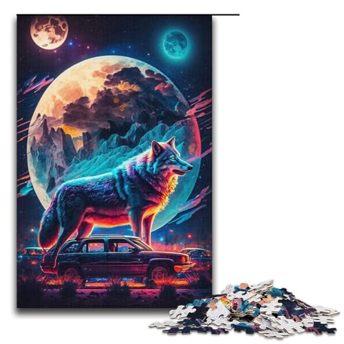 1000-teiliges Puzzle für Erwachsene, Wolf, Stressabbau, für Teenager ab 14 Jahren, Größe 38 x 26 cm von LLONGKT