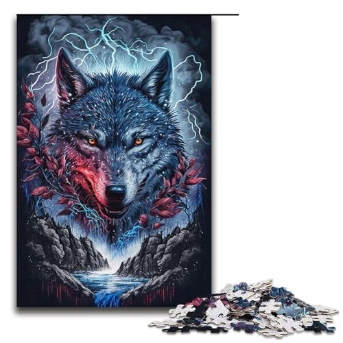 1000-teiliges Puzzle für Erwachsene, bemaltes Wolf-Kunstwerk, Lernspielzeug, geeignet als Schreibtischdekoration, Größe 38 x 26 cm 1000-teiliges Puzzle für Erwachsene, bemaltes Wolf-Kunstwerk, Lernspielzeug, geeignet als Schreibtischdekoration, Größe 38 x 26 cm von LLONGKT