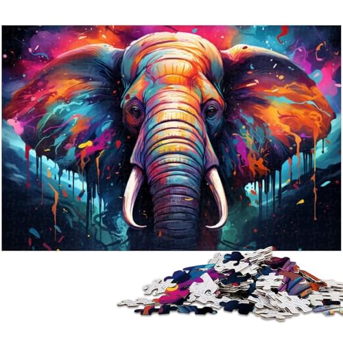 1000-teiliges Puzzle für Erwachsene, bizarres, farbenfrohes Elefanten-Puzzle für Lernspiele, herausforderndes Spielzeug, ganze Familie, Größe 38 x 26 cm 1000-teiliges Puzzle für Erwachsene, bizarres, farbenfrohes Elefanten-Puzzle für Lernspiele, herausforderndes Spielzeug, ganze Familie, Größe 38 x 26 cm von LLONGKT