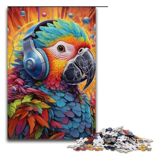 1000-teiliges Puzzle für Erwachsene, bunter Papagei, Stressabbau, herausfordernd zu vervollständigen, Aber lustig und humorvoll, Größe 38 x 26 cm von LLONGKT