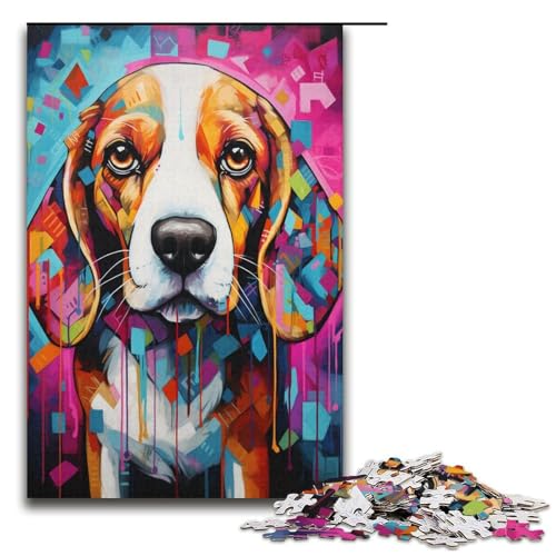 1000-teiliges Puzzle für Erwachsene, buntes Beagle-Spielzeug, Denkspiel, Herausforderung für die Gehirnintelligenz, süchtig machendes Spielzeug (Größe 38 x 26 cm) von LLONGKT