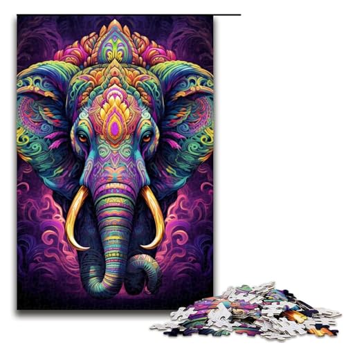 1000-teiliges Puzzle für Erwachsene, buntes Elefanten-Puzzle für Erwachsene, Holzpuzzle, anspruchsvolles Spiel, Größe 50 x 75 cm 1000-teiliges Puzzle für Erwachsene, buntes Elefanten-Puzzle für Erwachsene, Holzpuzzle, anspruchsvolles Spiel, Größe 50 x 75 cm von LLONGKT