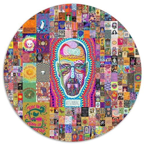 1000-teiliges Puzzle für Erwachsene, buntes Kunstdruckpapier, runde Puzzles, Geburtstage, Weihnachten, Halloween, Thanksgiving, Ostern (Größe 67,5 x 67,5 cm) von LLONGKT