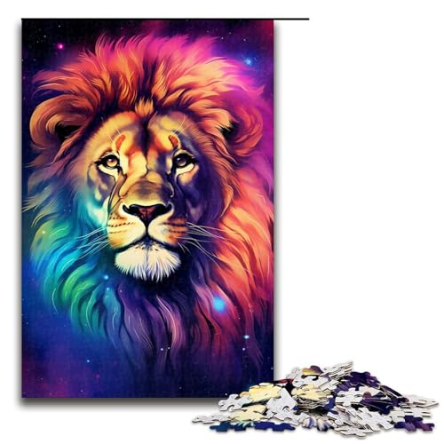1000-teiliges Puzzle für Erwachsene, buntes Löwen-Puzzle für Erwachsene, Holzpuzzle, Lernspiel, Herausforderungsspielzeug (Größe 50 x 75 cm) von LLONGKT