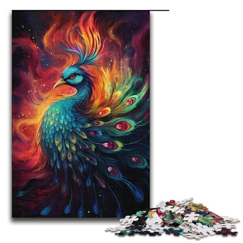 1000-teiliges Puzzle für Erwachsene, buntes Pfauenspielzeug, Denkspiel, Herausforderung für die Gehirnintelligenz, süchtig machendes Spielzeug (Größe 38 x 26 cm) von LLONGKT