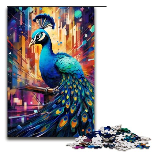 1000-teiliges Puzzle für Erwachsene, buntes Pfauenspielzeug, Denkspiel, Herausforderung für die Gehirnintelligenz, süchtig machendes Spielzeug (Größe 50 x 75 cm) von LLONGKT