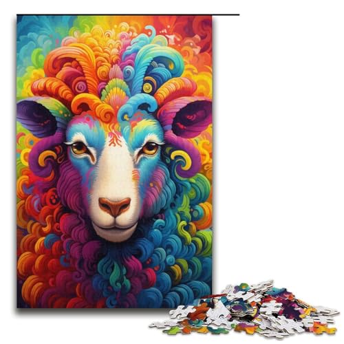 1000-teiliges Puzzle für Erwachsene, buntes Schaf-Spielzeug, Denkspiel, Herausforderung für die Gehirnintelligenz, süchtig machendes Spielzeug (Größe 38 x 26 cm) von LLONGKT