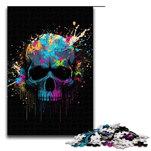 1000-teiliges Puzzle für Erwachsene, buntes Totenkopf-Spielzeug, Herausforderung für die Gehirnintelligenz, süchtig machendes Spielzeug, Größe 50 x 75 cm von LLONGKT