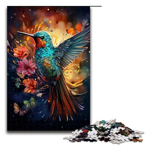 1000-teiliges Puzzle für Erwachsene, exotisches, buntes Kolibri-Puzzle für Lernspiele, herausforderndes Spielzeug, verbessert das Gedächtnis (Größe 50 x 75 cm) von LLONGKT