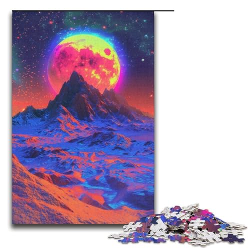 1000-teiliges Puzzle für Erwachsene, farbenfrohe, wunderschöne Berge, Denksportaufgabe, Künstlersammlung, bildende Kunst (Größe 38 x 26 cm) von LLONGKT