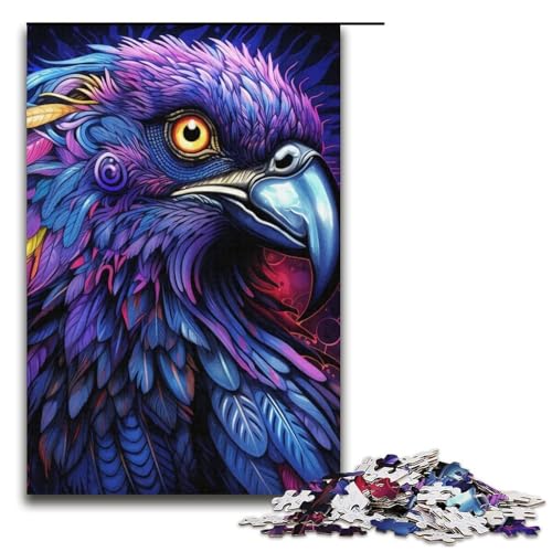 1000-teiliges Puzzle für Erwachsene, farbenfrohes Papageien-Puzzle für Teenager, Papppuzzle, dekomprimierendes intellektuelles Lernspielzeug, Größe 38 x 26 cm von LLONGKT