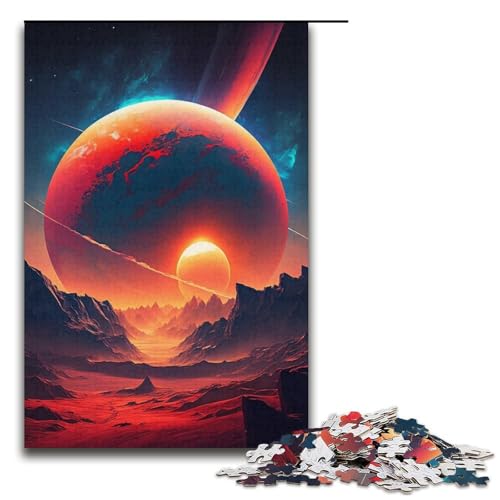 1000-teiliges Puzzle für Erwachsene, farbenfrohes Planeten-Berge-Puzzle, Lernpuzzle, tolles Geschenk zu Weihnachten, Größe 38 x 26 cm von LLONGKT