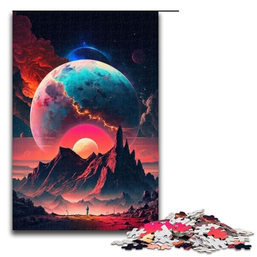 1000-teiliges Puzzle für Erwachsene, farbenfrohes Planeten-Berge-Puzzle für Erwachsene, Holzpuzzle, tolles Geschenk, Größe 50 x 75 cm 1000-teiliges Puzzle für Erwachsene, farbenfrohes Planeten-Berge-Puzzle für Erwachsene, Holzpuzzle, tolles Geschenk, Größe 50 x 75 cm von LLONGKT
