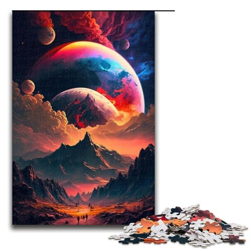 1000-teiliges Puzzle für Erwachsene, farbenfrohes Planeten-Berge-Puzzle für Erwachsene, Holzpuzzle, tolles Geschenk, Größe 50 x 75 cm 1000-teiliges Puzzle für Erwachsene, farbenfrohes Planeten-Berge-Puzzle für Erwachsene, Holzpuzzle, tolles Geschenk, Größe 50 x 75 cm von LLONGKT