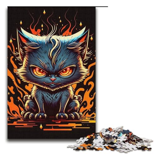 1000-teiliges Puzzle für Erwachsene, kleine böse Katze, Lernspiel, Herausforderungsspielzeug, trainieren Sie Ihr Gehirn und Ihre Hände, Größe 38 x 26 cm von LLONGKT